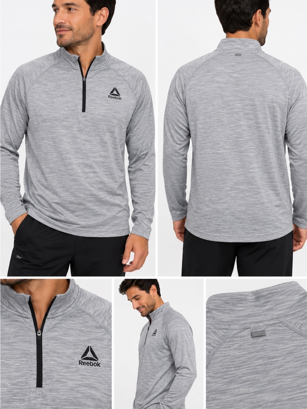 Reebok Men's Heather Gray Half-Zip Pullover